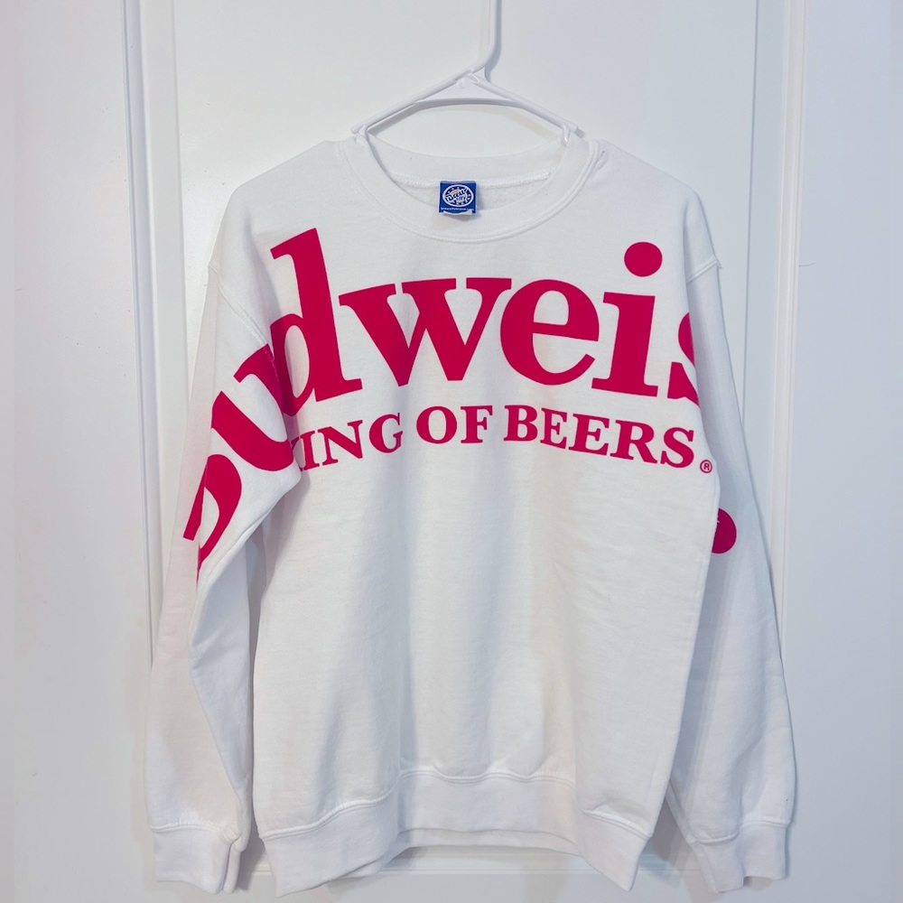 White Budweiser Crew Sweater